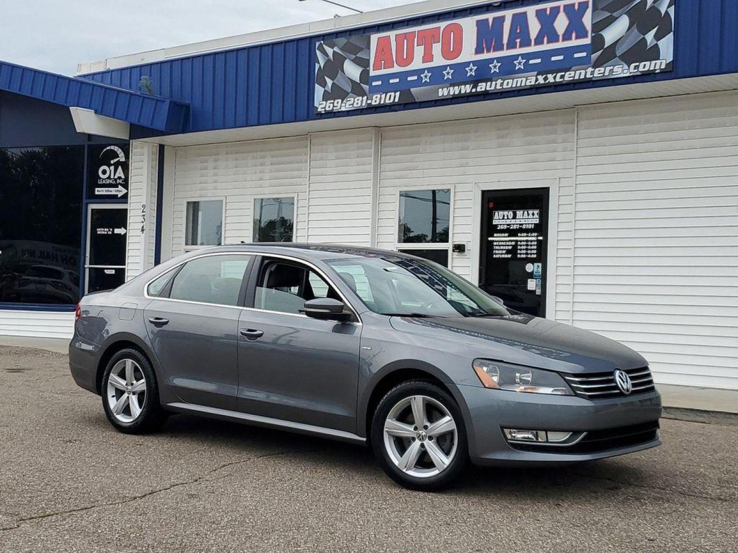 2015 Platinum Gray Metallic /Titan Black Volkswagen Passat Wolfsburg Edition 6A (1VWAT7A32FC) with an 1.8L L4 TURBO DIESEL engine, 6-Speed Automatic transmission, located at 234 Columbia Ave, Battle Creek, MI, 49015, (269) 222-0088, 42.298264, -85.192543 - Discover the perfect blend of style, performance, and technology with this stunning 2015 Volkswagen Passat 1.8T Limited Edition! This exceptional sedan is designed to impress with its sleek exterior and well-crafted interior. Under the hood, you'll find a robust 4-cylinder, 1.8L turbocharged engine - Photo#0