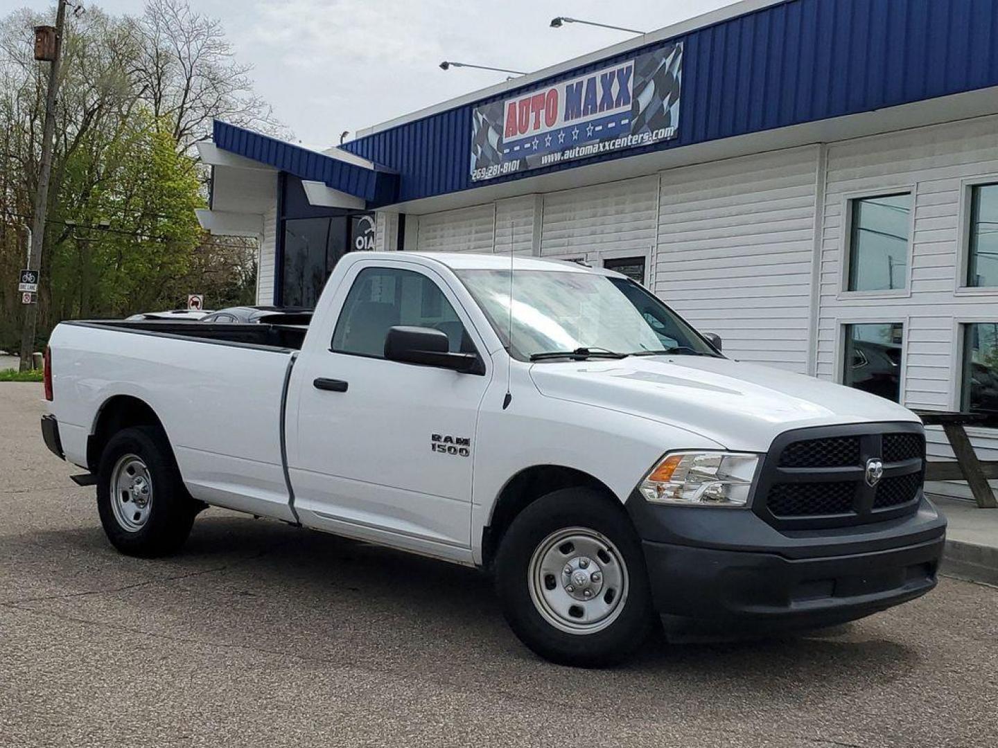 2017 Bright White Clearcoat /Diesel Gray/Black RAM 1500 Tradesman Regular Cab LWB 2WD (3C6JR6DG6HG) with an 3.6L V6 DOHC 24V FFV engine, 8A transmission, located at 234 Columbia Ave, Battle Creek, MI, 49015, (269) 222-0088, 42.298264, -85.192543 - <b>Vehicle Details</b><br>This 2017 Ram 1500 Tradesman is the perfect workhorse truck for any job. With 101,283 miles on the odometer, this reliable vehicle is equipped with rear-wheel drive and a powerful V6, 3.6L engine. Stay connected on the go with hands-free Bluetooth technology, allowing you - Photo#0