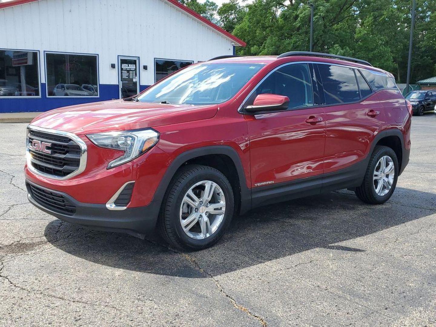 2018 Red Quartz Tintcoat GMC Terrain SLE AWD (3GKALTEV0JL) with an 1.4L L4 DOHC 16V TURBO engine, 6A transmission, located at 6064 Gull Rd, Kalamazoo, MI, 49048, (269) 222-0088, 42.328388, -85.512924 - <b>Vehicle Details</b><br>Discover the perfect blend of functionality and style with our 2018 GMC Terrain SLE, now available at our dealership. This versatile SUV comes equipped with All-Wheel Drive, ensuring you have the confidence to tackle any road conditions, whether it's a daily commute or a we - Photo#1