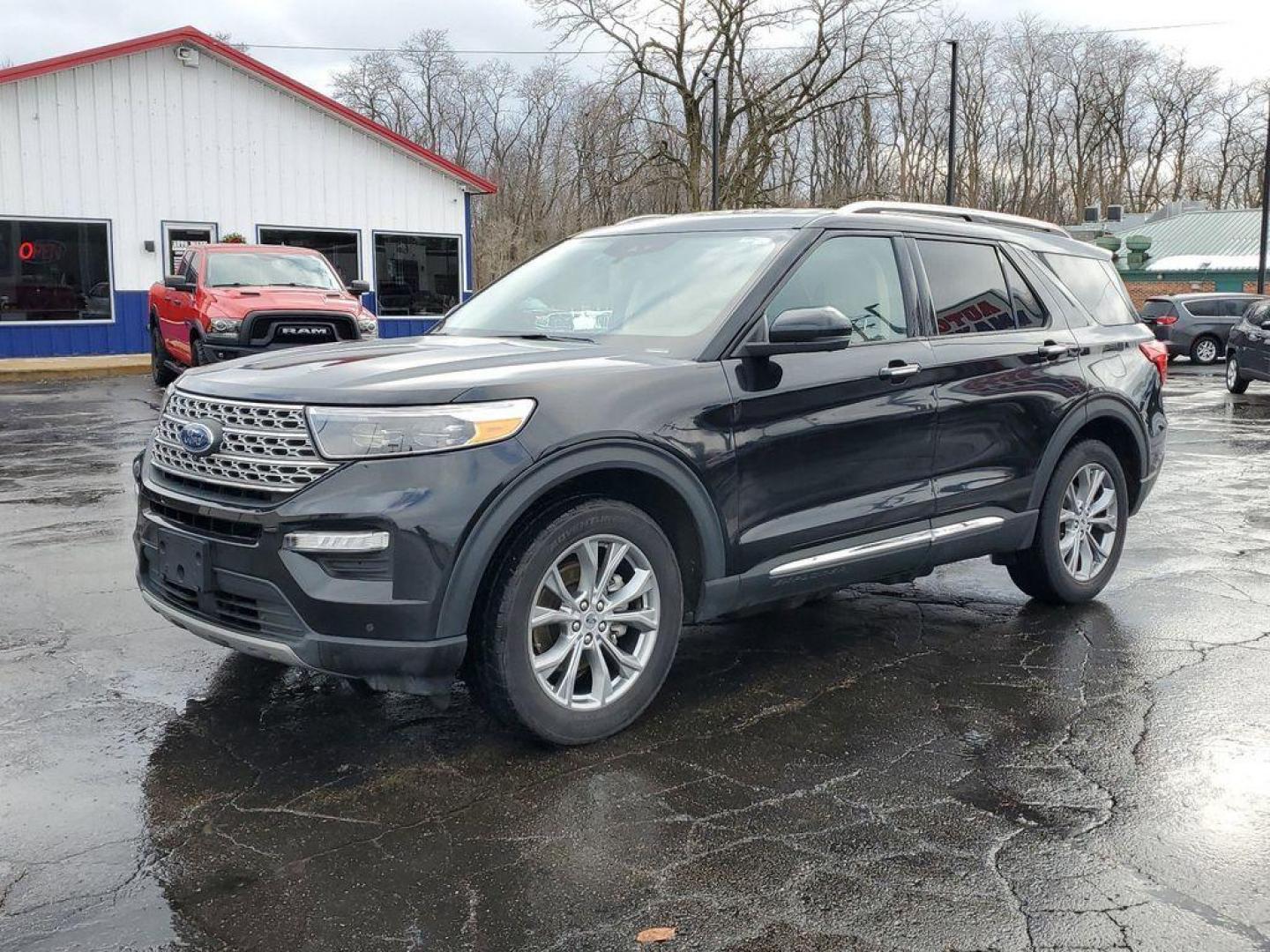 2021 Agate Black Metallic /Sandstone Ford Explorer Limited AWD (1FMSK8FH9MG) with an 2.3L L4 DOHC 16V engine, 10A transmission, located at 6064 Gull Rd, Kalamazoo, MI, 49048, (269) 222-0088, 42.328388, -85.512924 - Discover the perfect blend of style, performance, and versatility with this stunning 2021 Ford Explorer Limited! This exquisite SUV is designed for those who crave adventure without compromising on luxury. Equipped with a robust 4WD system and a powerful 4-cylinder, 2.3L engine, this Ford Explorer i - Photo#1