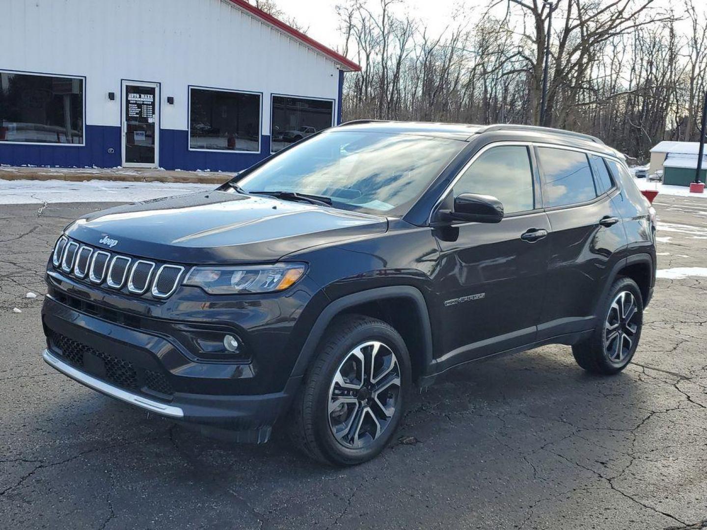 2022 Diamond Black Crystal Pearlcoat /Black Jeep Compass Limited 4WD (3C4NJDCB1NT) with an 2.4L L4 DOHC 16V engine, CVT transmission, located at 6064 Gull Rd, Kalamazoo, MI, 49048, (269) 222-0088, 42.328388, -85.512924 - When you encounter slick or muddy roads, you can engage the four wheel drive on this model and drive with confidence. It has automated speed control that adjusts to maintain a safe following distance, enhancing highway driving convenience. This Jeep Compass comes equipped with Android Auto for seaml - Photo#3