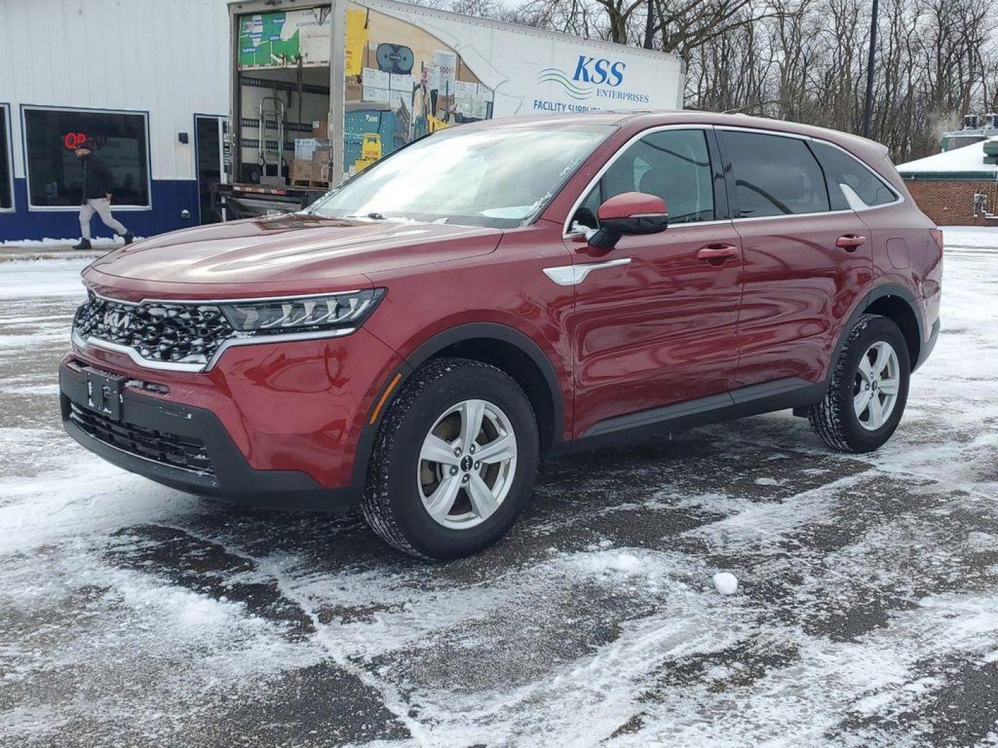 2022 Passion Red Tintcoat /Black Kia Sorento LX AWD (5XYRGDLC7NG) with an 2.4L L4 DOHC 16V engine, 6A transmission, located at 6064 Gull Rd, Kalamazoo, MI, 49048, (269) 222-0088, 42.328388, -85.512924 - <b>Vehicle Details</b><br>Introducing the 2022 Kia Sorento LX, a perfect blend of style, performance, and technology, ready to elevate your driving experience! This exceptional SUV, with just 47,290 miles on the odometer, offers the reliability and confidence of a CARFAX 1-Owner and Clean Report, en - Photo#1