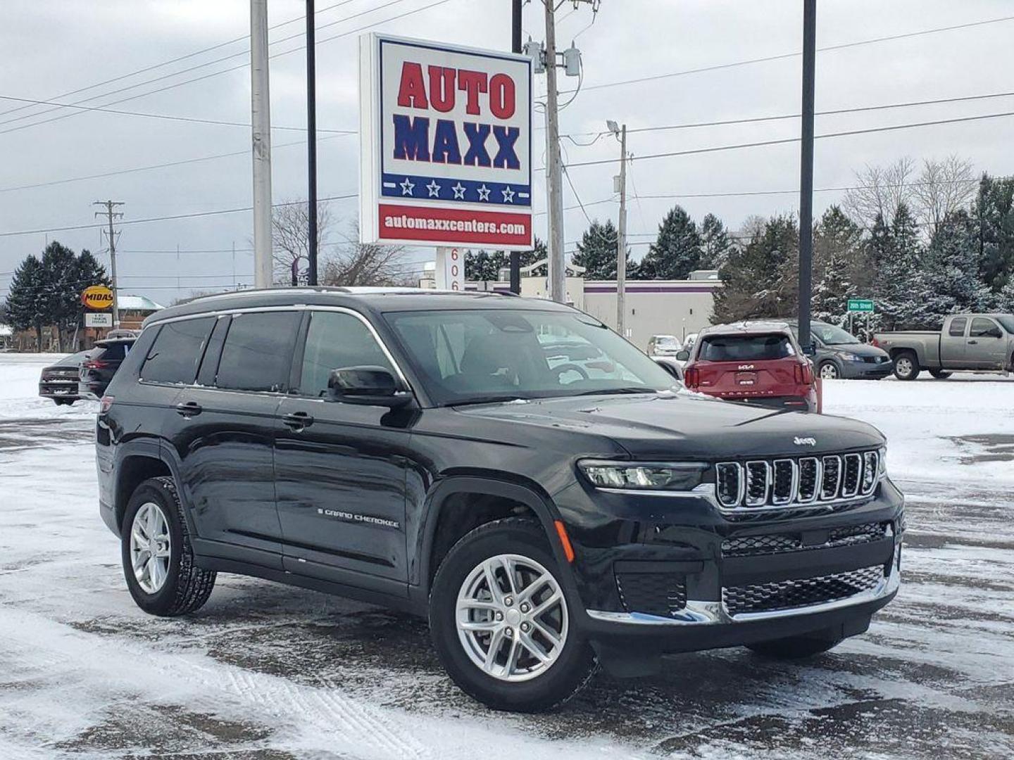 2023 Diamond Black Crystal Pearlcoat /Global Black Jeep Grand Cherokee L Laredo 4WD (1C4RJKAGXP8) with an 3.6L V6 DOHC 24V engine, 8A transmission, located at 6064 Gull Rd, Kalamazoo, MI, 49048, (269) 222-0088, 42.328388, -85.512924 - <b>Vehicle Details</b><br>Unleash your adventurous spirit with this stunning 2023 Jeep Grand Cherokee L Laredo, a masterpiece of power and sophistication designed for both the urban jungle and the great outdoors. This robust SUV, with its 4WD capability, ensures you conquer any terrain with confiden - Photo#0