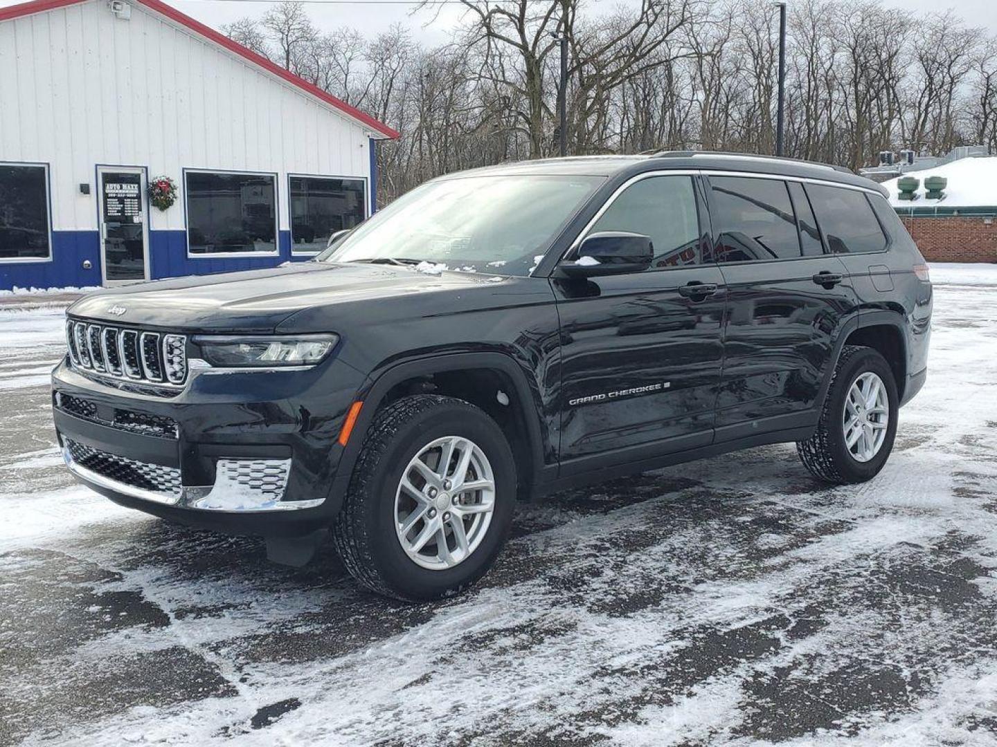 2023 Diamond Black Crystal Pearlcoat /Global Black Jeep Grand Cherokee L Laredo 4WD (1C4RJKAGXP8) with an 3.6L V6 DOHC 24V engine, 8A transmission, located at 6064 Gull Rd, Kalamazoo, MI, 49048, (269) 222-0088, 42.328388, -85.512924 - <b>Vehicle Details</b><br>Unleash your adventurous spirit with this stunning 2023 Jeep Grand Cherokee L Laredo, a masterpiece of power and sophistication designed for both the urban jungle and the great outdoors. This robust SUV, with its 4WD capability, ensures you conquer any terrain with confiden - Photo#1