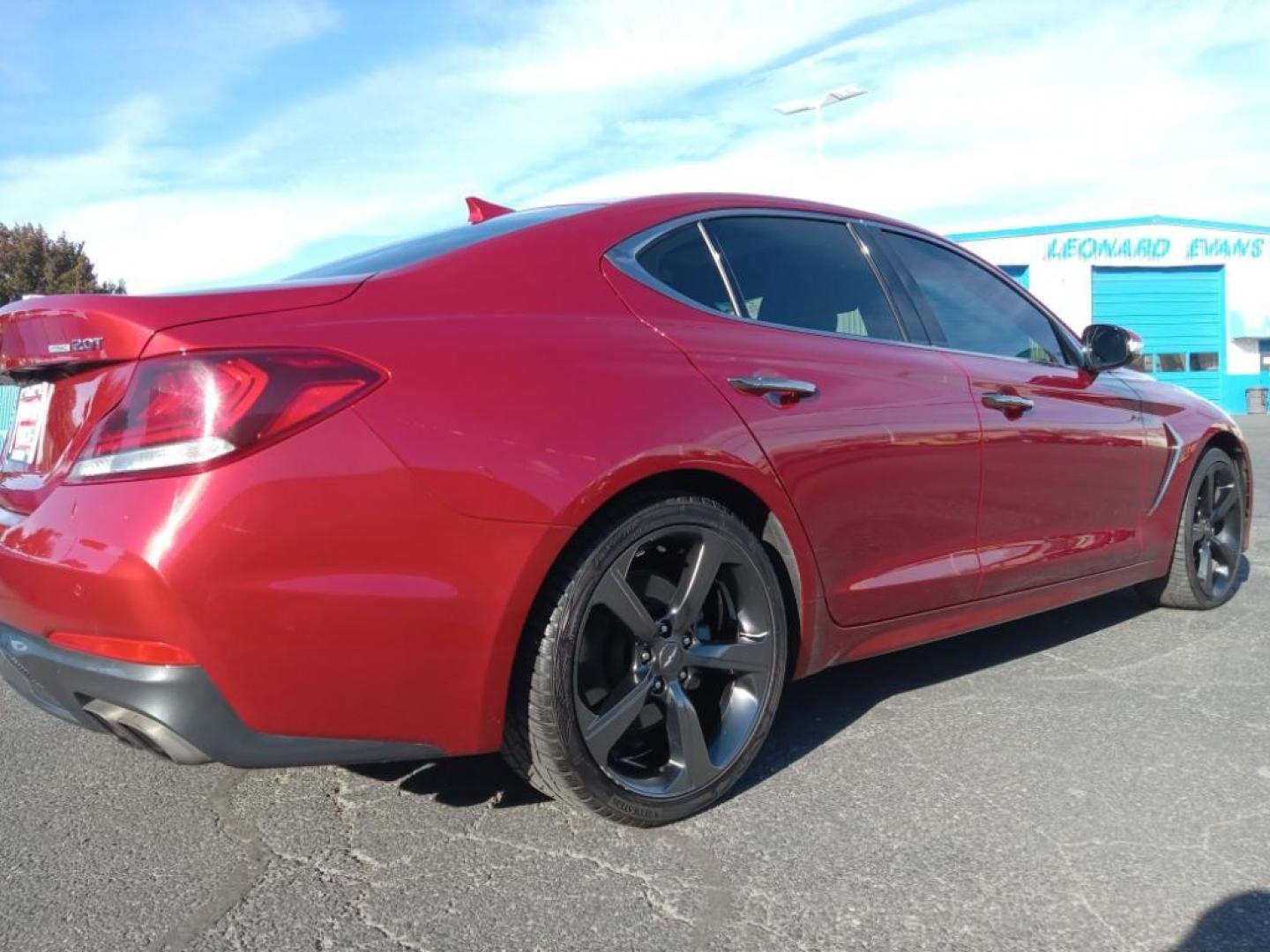 2020 Havana Red Genesis G70 2.0T Advanced (KMTG44LAXLU) with an 2.0L L4 DOHC 16V TURBO engine, 8A transmission, located at 6064 Gull Rd, Kalamazoo, MI, 49048, (269) 222-0088, 42.328388, -85.512924 - It has a clean CARFAX vehicle history report. It has a 2.0 liter 4 Cylinder Engine high output engine. This Genesis G70 features a HomeLink System. This 2020 Genesis G70 excites both driver and bystanders with a polished red exterior with racy lines. This vehicle is equipped with all wheel drive. T - Photo#5