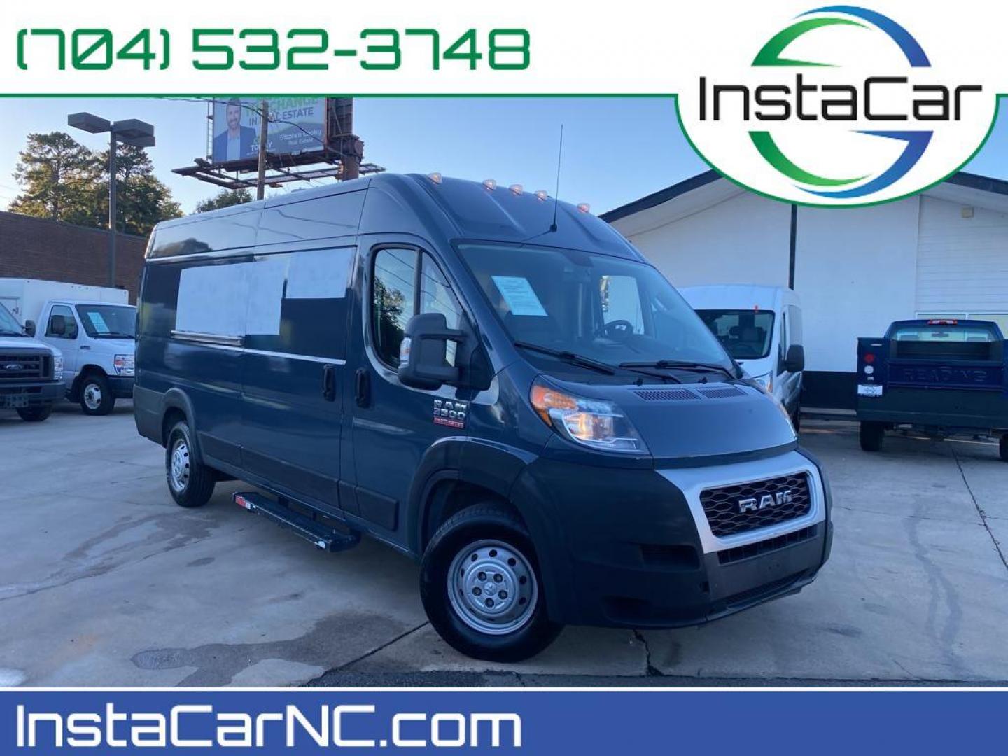 2019 Patriot Blue Pearlcoat /Black RAM Promaster 3500 High Roof Tradesman 159-in. WB Ext (3C6URVJG4KE) with an 3.6L V6 engine, 6A transmission, located at 6064 Gull Rd, Kalamazoo, MI, 49048, (269) 222-0088, 42.328388, -85.512924 - <b>Equipment</b><br>See what's behind you with the back up camera on this Ram ProMaster 3500. Our dealership has already run the CARFAX report and it is clean. A clean CARFAX is a great asset for resale value in the future. This 2019 Ram ProMaster 3500 features a hands-free Bluetooth phone system. - Photo#0