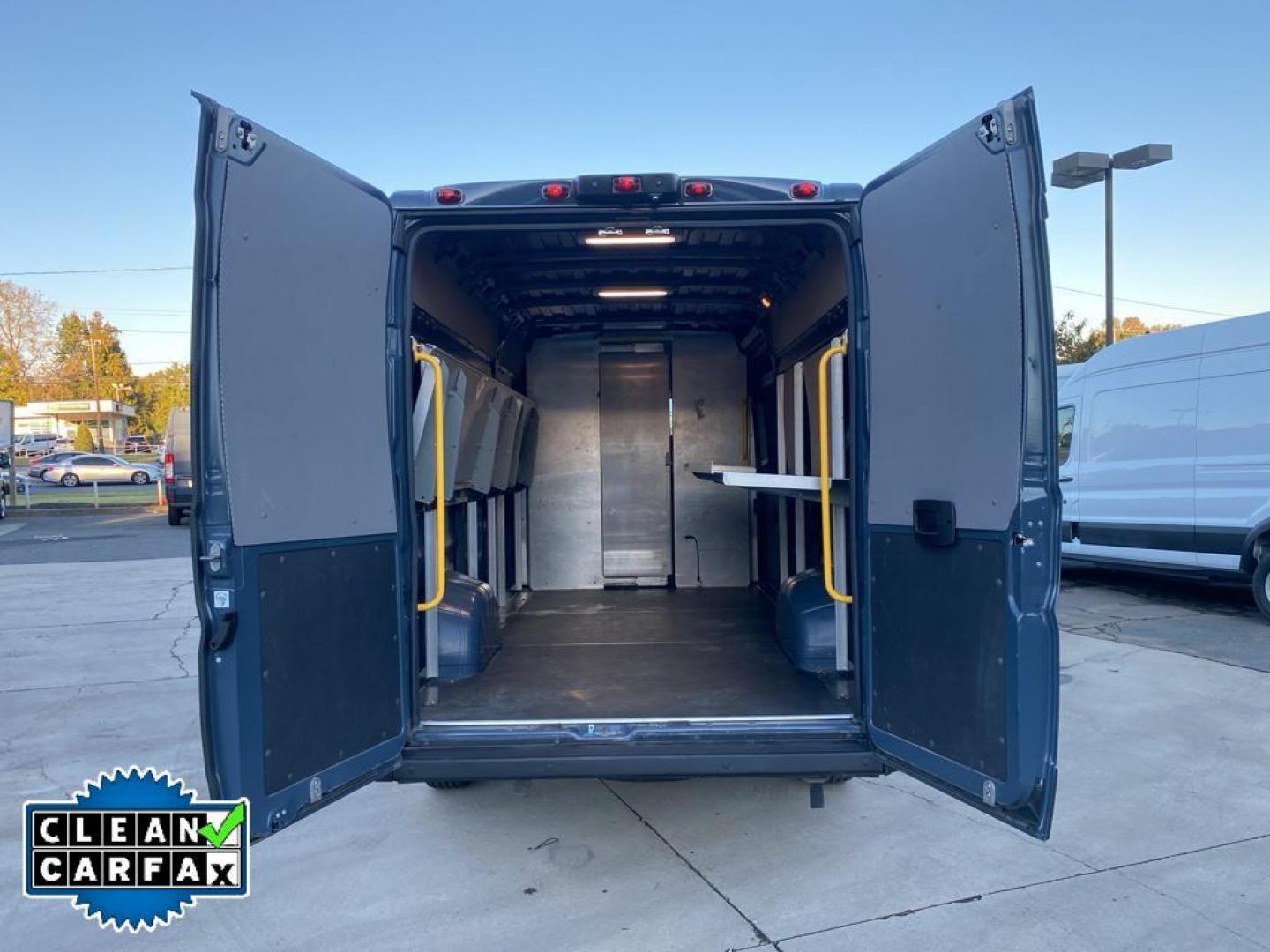 2019 Patriot Blue Pearlcoat /Black RAM Promaster 3500 High Roof Tradesman 159-in. WB Ext (3C6URVJG4KE) with an 3.6L V6 engine, 6A transmission, located at 6064 Gull Rd, Kalamazoo, MI, 49048, (269) 222-0088, 42.328388, -85.512924 - <b>Equipment</b><br>See what's behind you with the back up camera on this Ram ProMaster 3500. Our dealership has already run the CARFAX report and it is clean. A clean CARFAX is a great asset for resale value in the future. This 2019 Ram ProMaster 3500 features a hands-free Bluetooth phone system. - Photo#24