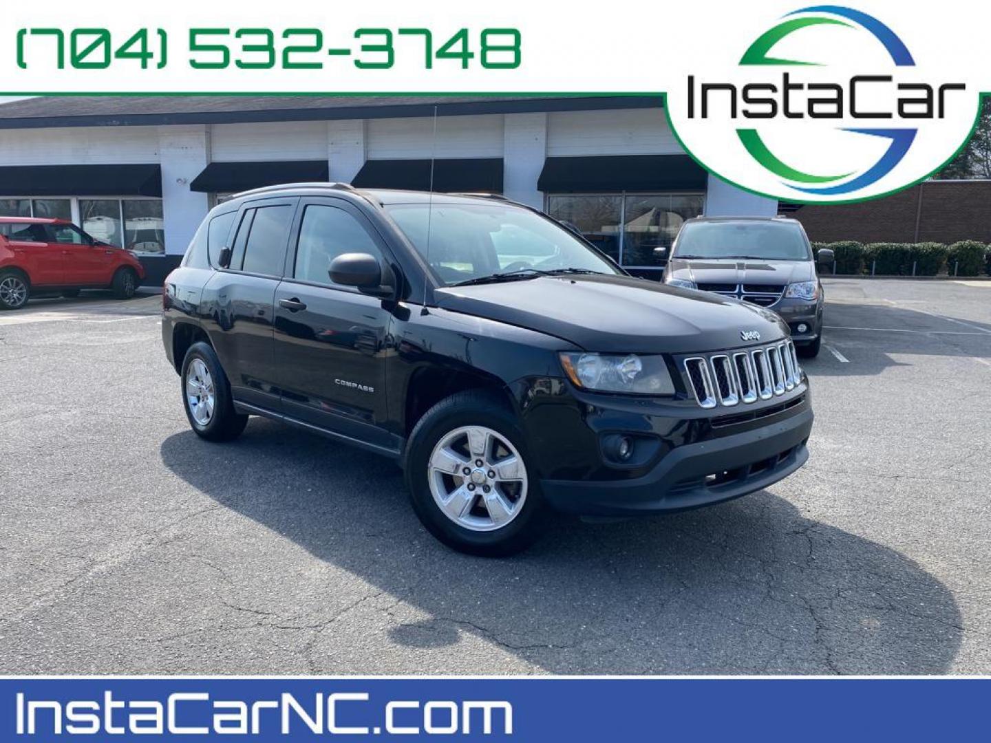 2014 Black Clearcoat /Dark Slate Gray Jeep Compass Sport FWD (1C4NJCBA9ED) with an 2.0L L4 DOHC 16V engine, 5-speed manual transmission, located at 6064 Gull Rd, Kalamazoo, MI, 49048, (269) 222-0088, 42.328388, -85.512924 - Introducing the impeccable 2014 Jeep Compass Sport, now available at our esteemed dealership. This used gem has been meticulously maintained and is ready to embark on its next adventure with you. With a remarkable mileage of 179,461 miles, this SUV has proven its reliability and longevity, making it - Photo#0